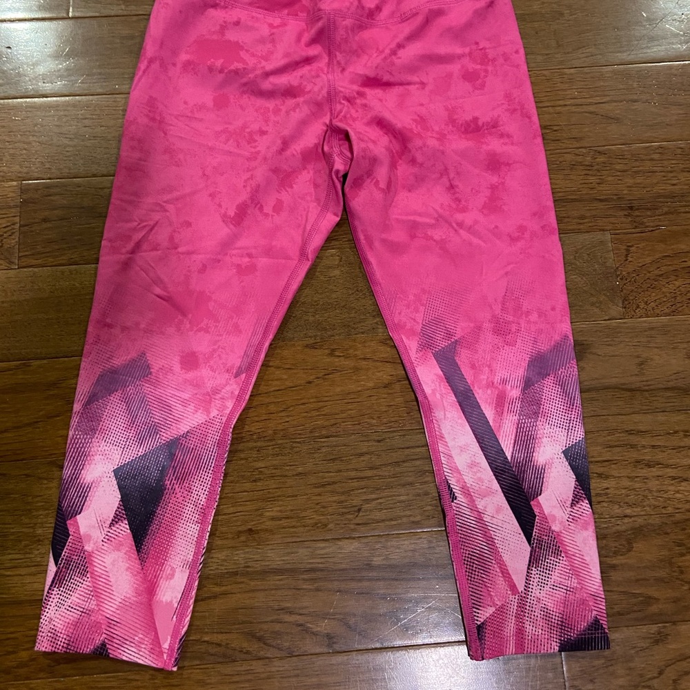 Avis girls hot pink and black leggings size L (10-12)